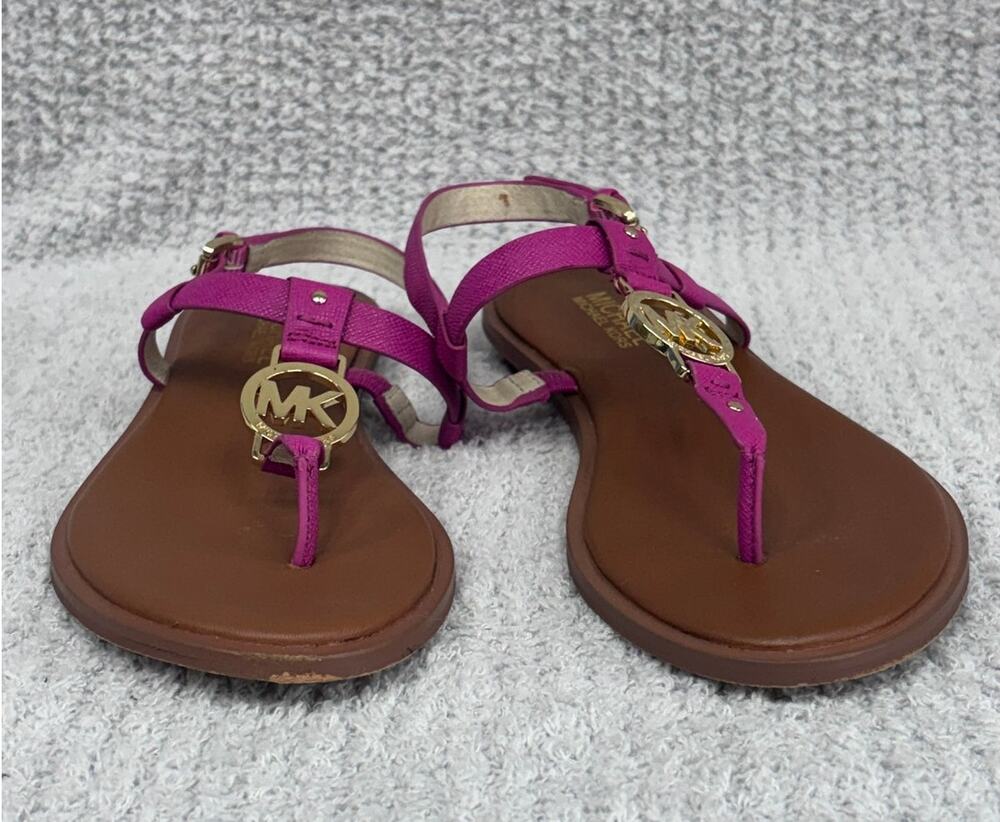 Michael Kors Fuschia Leather Sondra Sandals Size 7M #77752